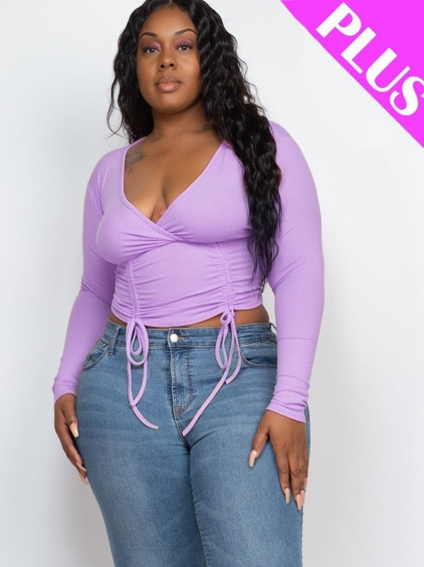 Plus Size Shirred Cropped Top